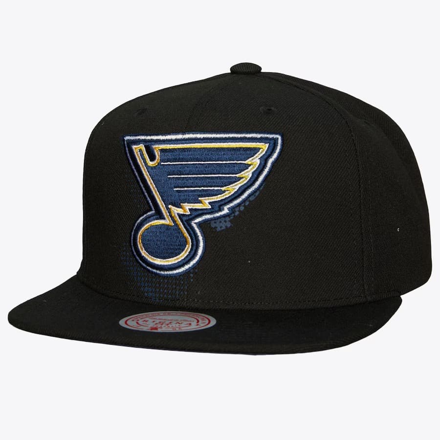 Бейсболка Mitchell & Ness Black St. Louis Blues Big Face 7.0 Vintage Snapback Hat