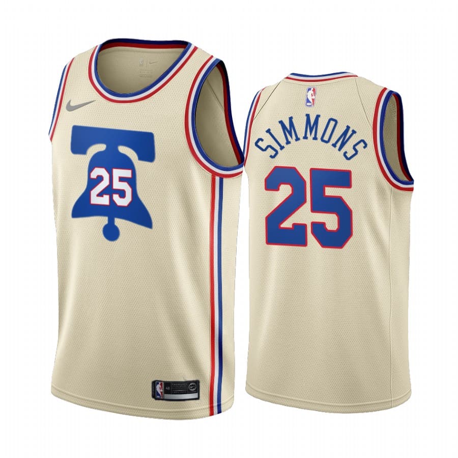 Баскетбольная джерси 2020-21 Philadelphia 76ers #25 Ben Simmons Earned Edition Cream Swingman Jersey