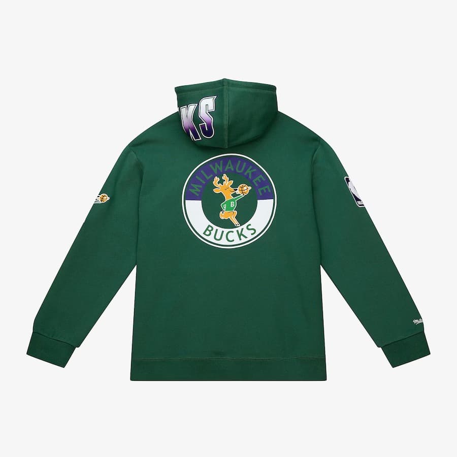 Худи Mitchell & Ness Green Milwaukee Bucks City Collection Fleece Pullover Hoodie