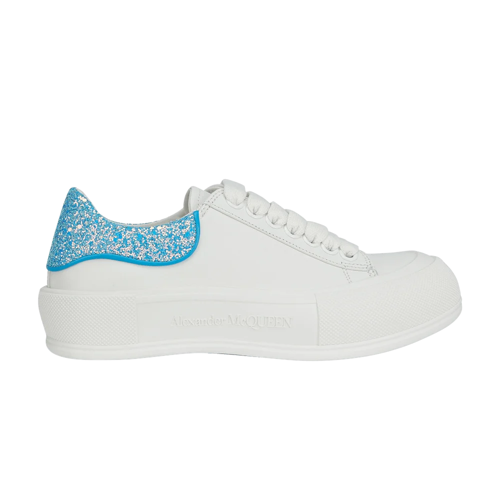 Кроссовки Alexander McQueen Wmns Deck Plimsoll 'White Cerulean Blue Glitter'