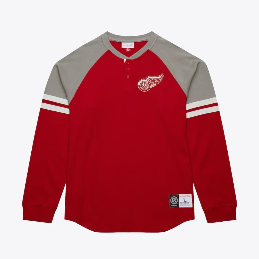 Лонгслив Mitchell & Ness Red Detroit Red Wings Thermal Henley Top