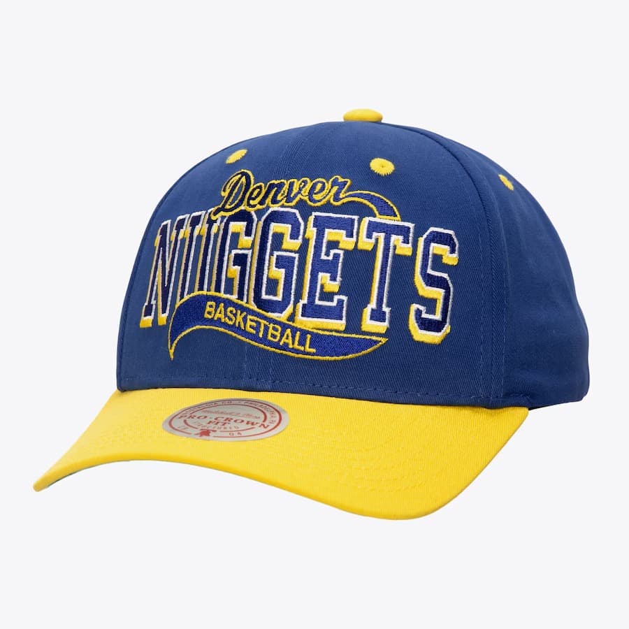 Бейсболка Mitchell & Ness Blue Denver Nuggets Block Sweep Pro Adjustable Hat