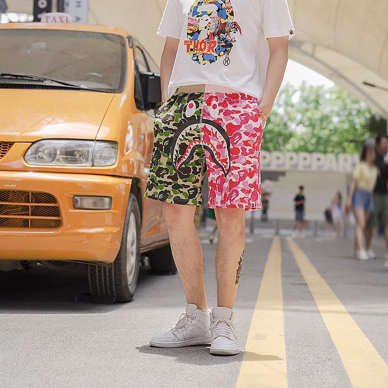 BAPE-ABC-Split-Shark-Shorts-Green-Pink-9
