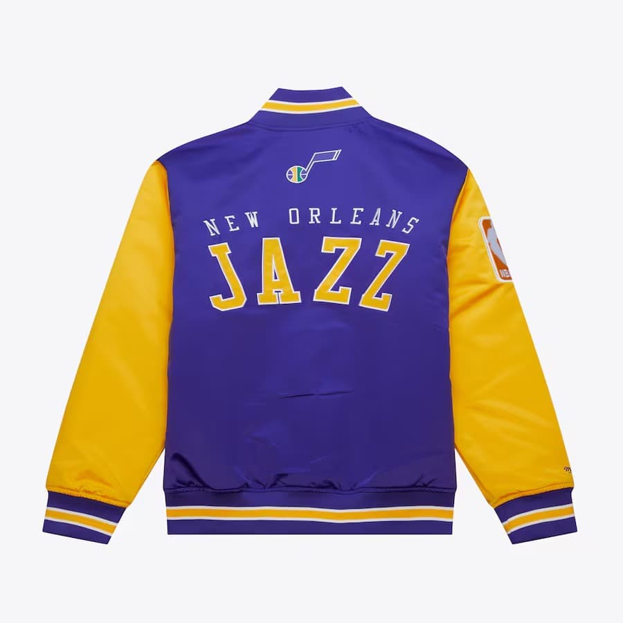 Бомбер Mitchell & Ness Purple New Orleans Jazz Primetime Vintage Satin Full-Snap Jacket