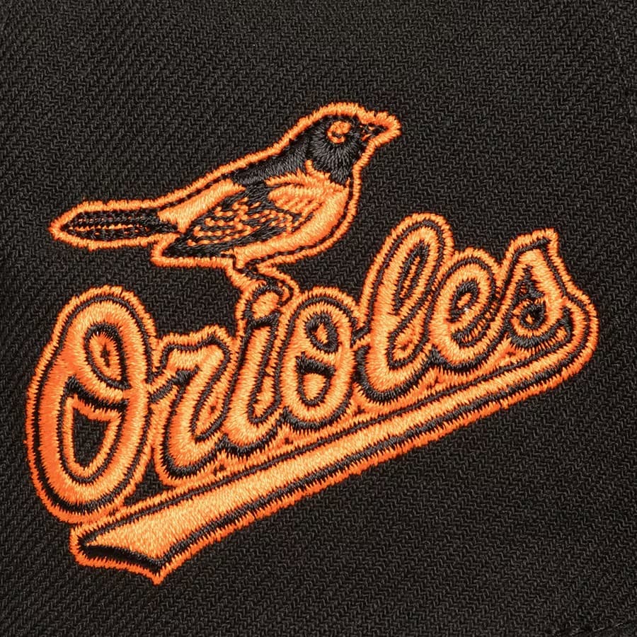 Бейсболка Mitchell & Ness Black Baltimore Orioles Logo Eclipse OG Snapback Hat