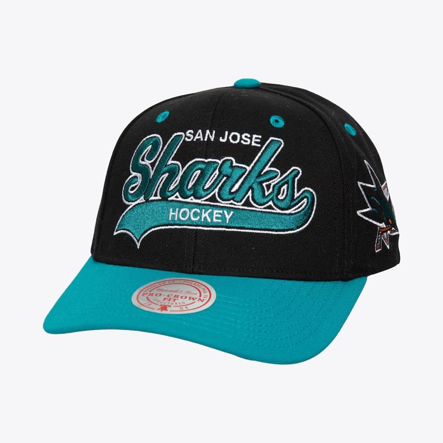 Бейсболка Mitchell & Ness Black San Jose Sharks Tailsweep 2.0 Pro Snapback Hat
