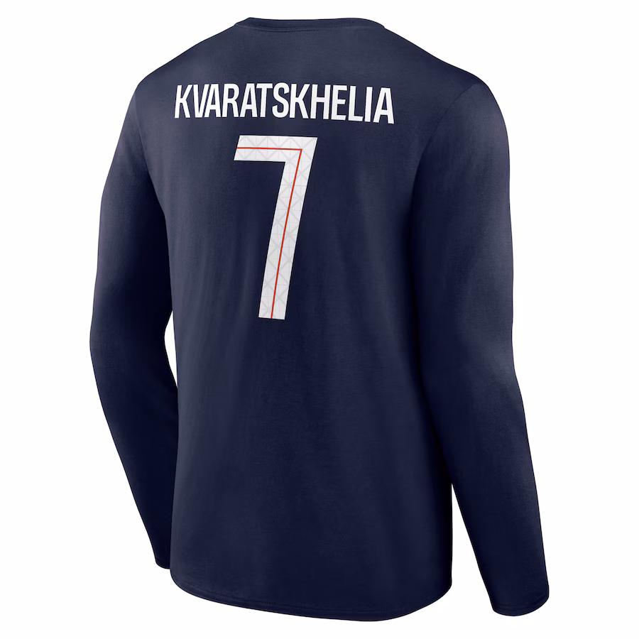 Футбольный лонгслив PSG Nike Kvaratskhelia 7 Graphic Long Sleeve T-Shirt - Navy - Mens