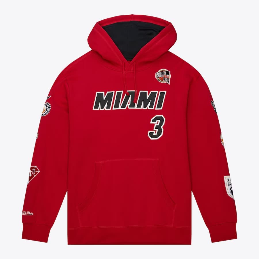 Худи Mitchell & Ness Dwyane Wade Red Miami Heat 2023 Naismith Basketball Hall Of Fame Name & Number Pullover Hoodie