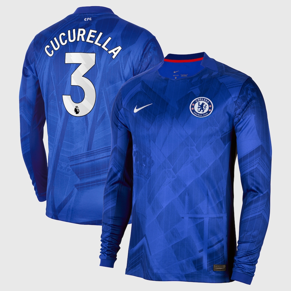 Футбольный лонгслив Chelsea Nike Home Stadium Long Sleeve Shirt 2025-26 with Cucurella 3
