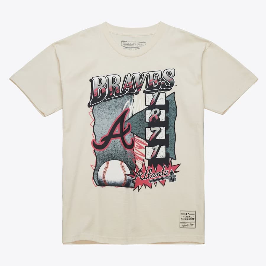 Футболка Mitchell & Ness Natural Atlanta Braves Overspray T-Shirt
