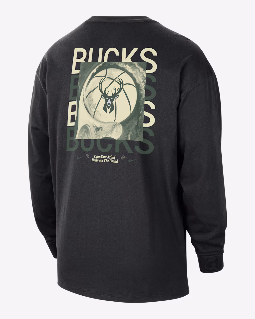 Мужской лонгслив Nike NBA Max90 Milwaukee Bucks Courtside Black