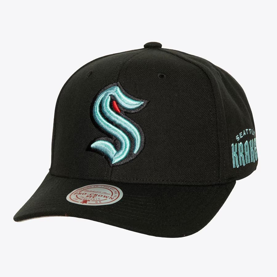 Бейсболка Mitchell & Ness Black Seattle Kraken Icon Grail Pro Snapback Hat