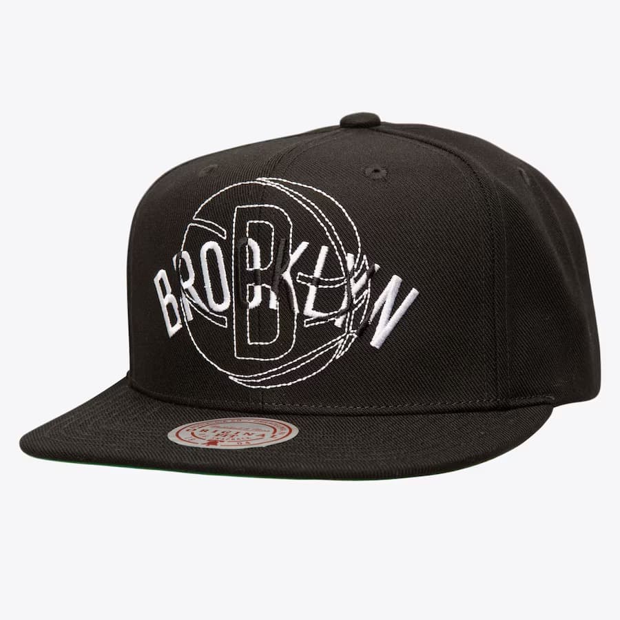 Mitchell-Ness-Black-Brooklyn-Nets-Double-Up-Snapback-Hat