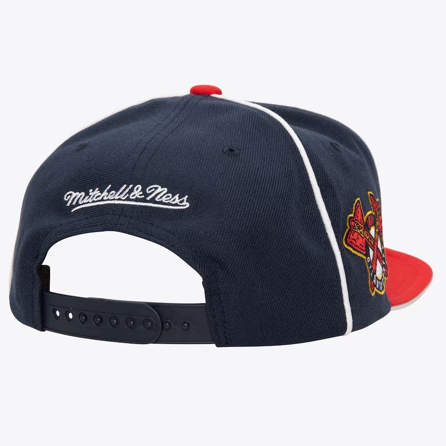 Бейсболка Mitchell & Ness Navy Atlanta Braves Pipe Snapback Hat