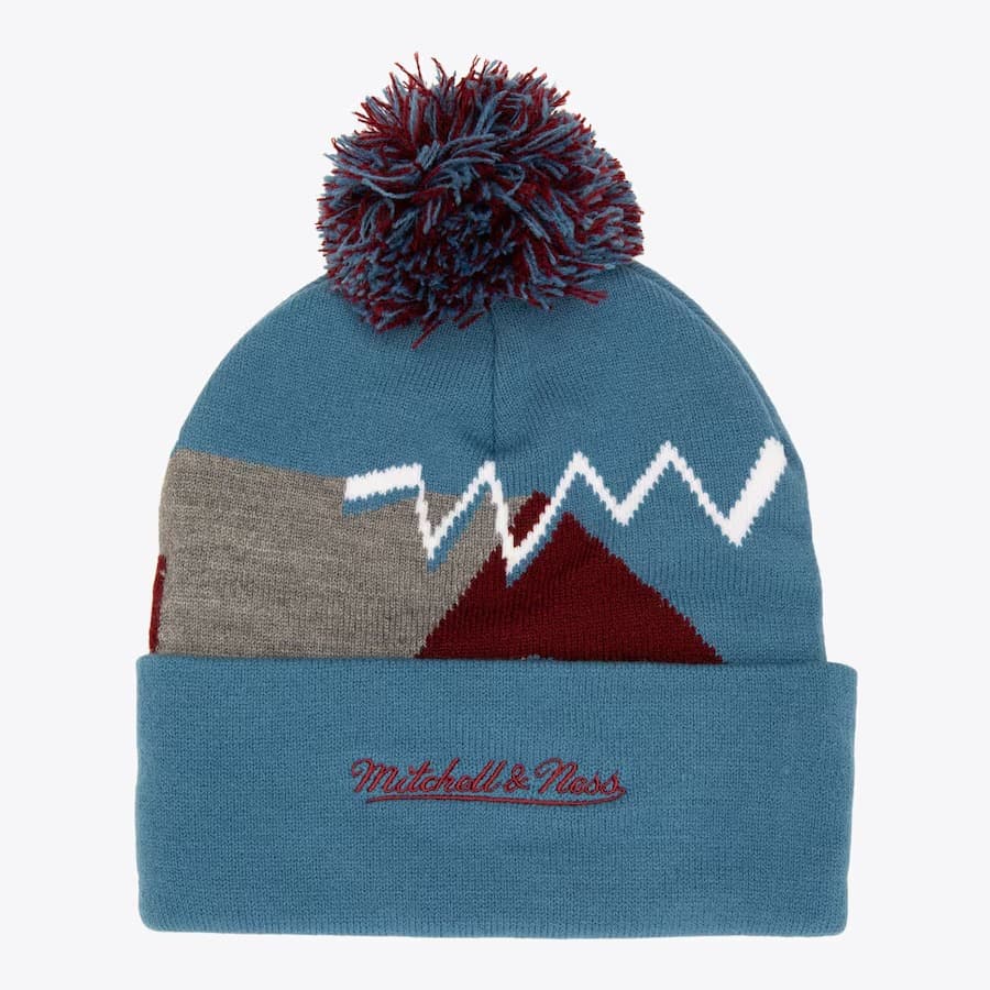 Шапка Mitchell & Ness Light Blue Colorado Avalanche Those Days Cuffed Knit Pom Hat