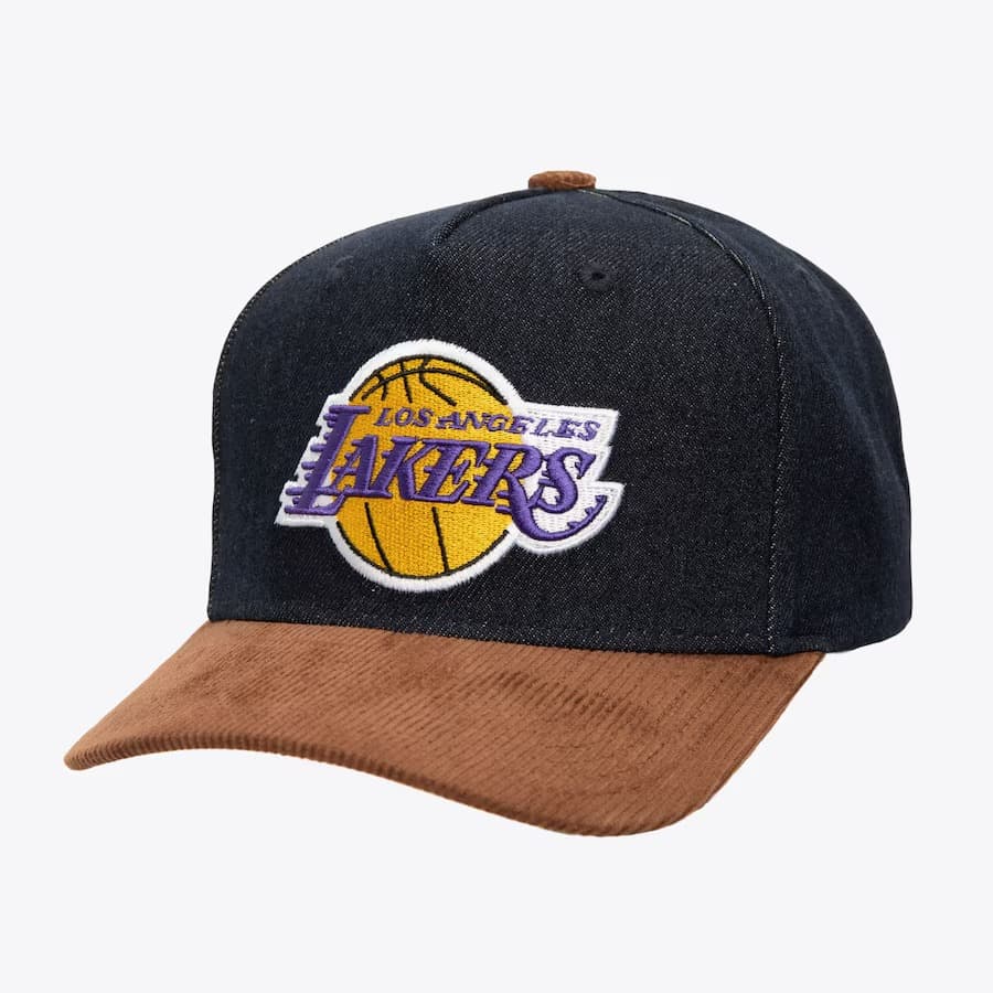 Бейсболка Mitchell & Ness Denim Brown Los Angeles Lakers Corduroy D-Stressed Pro Snapback Hat