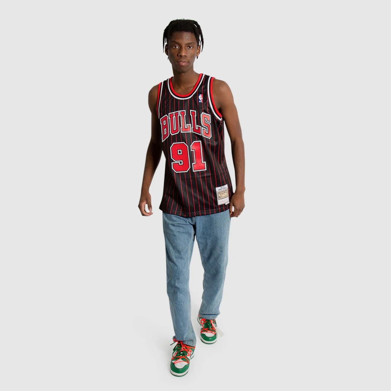 Баскетбольная джерси 1995-1996 Chicago Bulls Dennis Rodman #91 Swingman Hardwood Classic Pinstripe Jersey