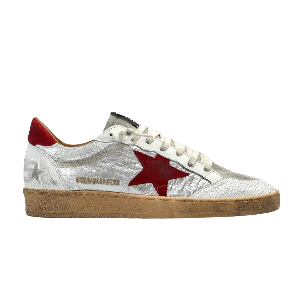 Krossovki-Golden-Goose-Ball-Star-Sneaker-Silver-Red