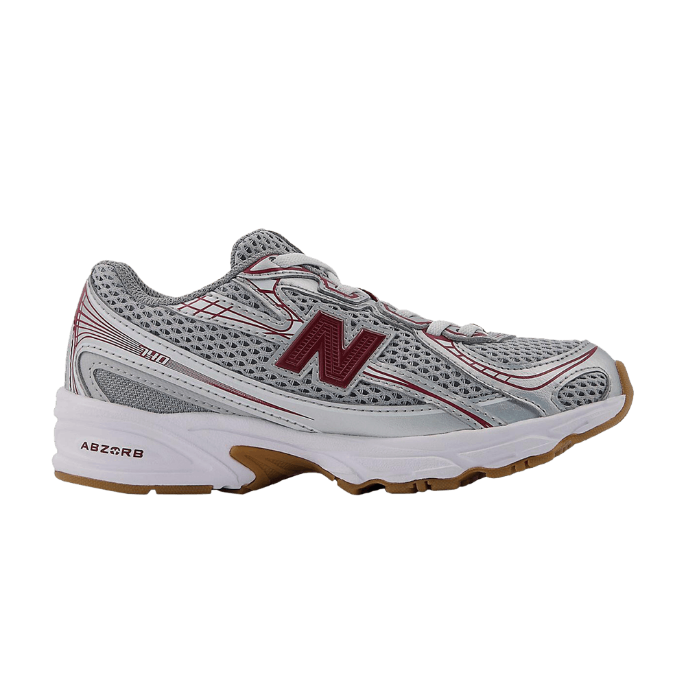 Кроссовки New Balance 740 Bungee Lace Little Kid 'Silver Metallic Monarch Burgundy'