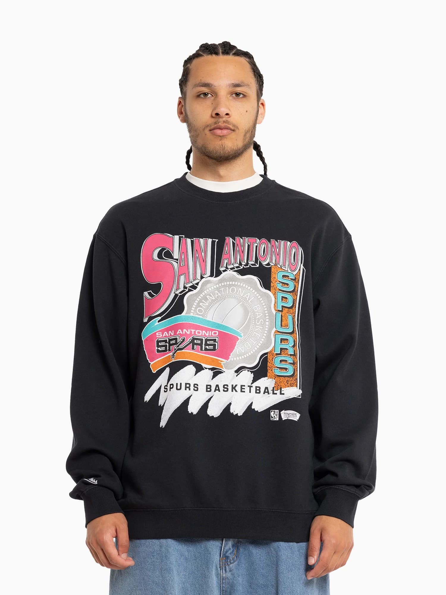 Футболка Mitchell & Ness San Antonio Spurs Brush Off Vintage NBA Crewneck