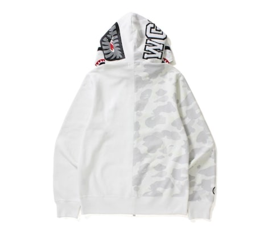Худи BAPE City Camo Half Shark Full Zip Hoodie White