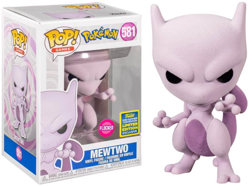 Коллекционная фигурка Funko Pop! Games Pokemon Mewtwo (Flocked) Summer Convention Exclusive Figure #581
