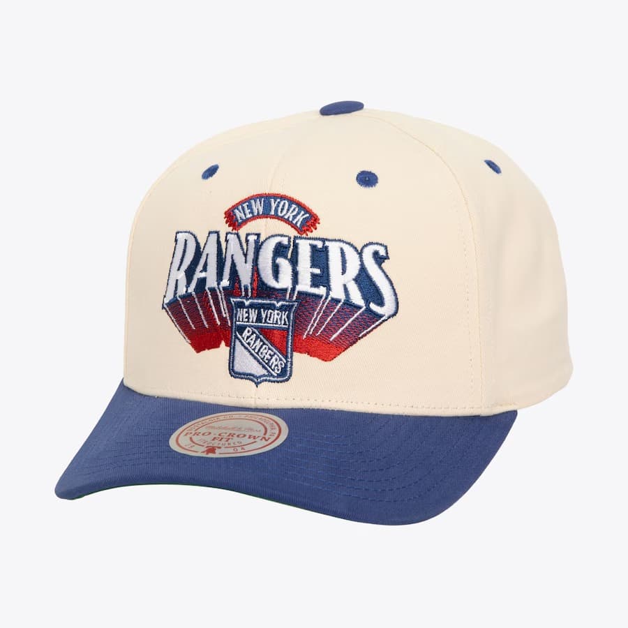 Бейсболка Mitchell & Ness Cream New York Rangers Vintage Hockey Horizon Pro Crown Snapback Hat