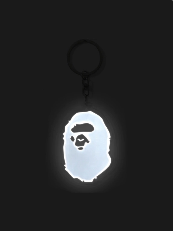 Брелок для ключей BAPE Ape Head Reflective Keychain White