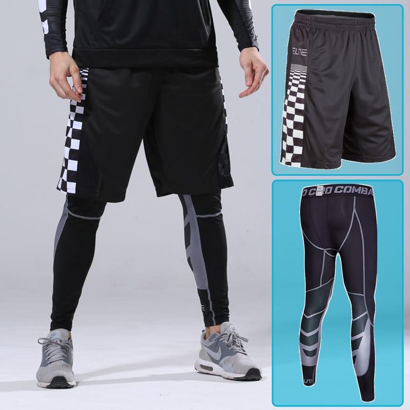 Компрессионный комплект шорты и тайтсы Ehot Checkers Black Shorts-Tights Set