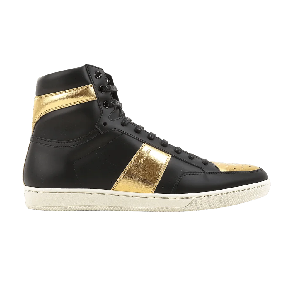 Krossovki-Saint-Laurent-Signature-Court-Classic-SL10H-High-Black-Gold