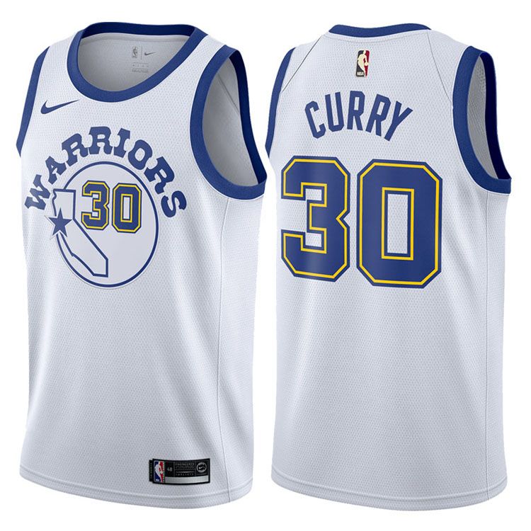 Баскетбольная джерси 2017-18 Stephen Curry Warriors #30 White Hardwood Classics