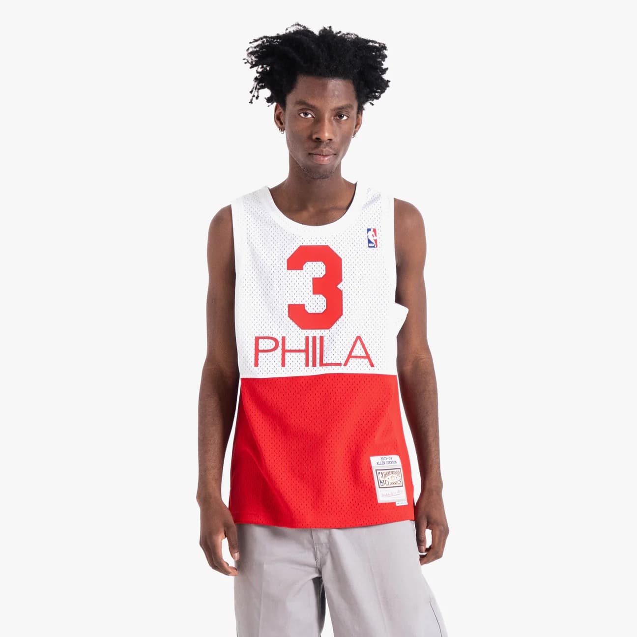 Баскетбольная джерси 2003-04 Philadelphia 76ers Allen Iverson #3 Swingman Hardwood Classics White Red Jersey