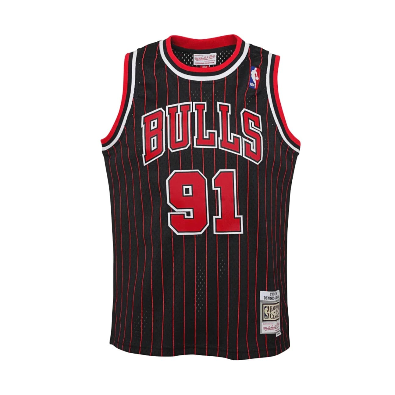 Баскетбольная джерси 1995-1996 Chicago Bulls Dennis Rodman #91 Youth Swingman Hardwood Classic Pinstripe Jersey