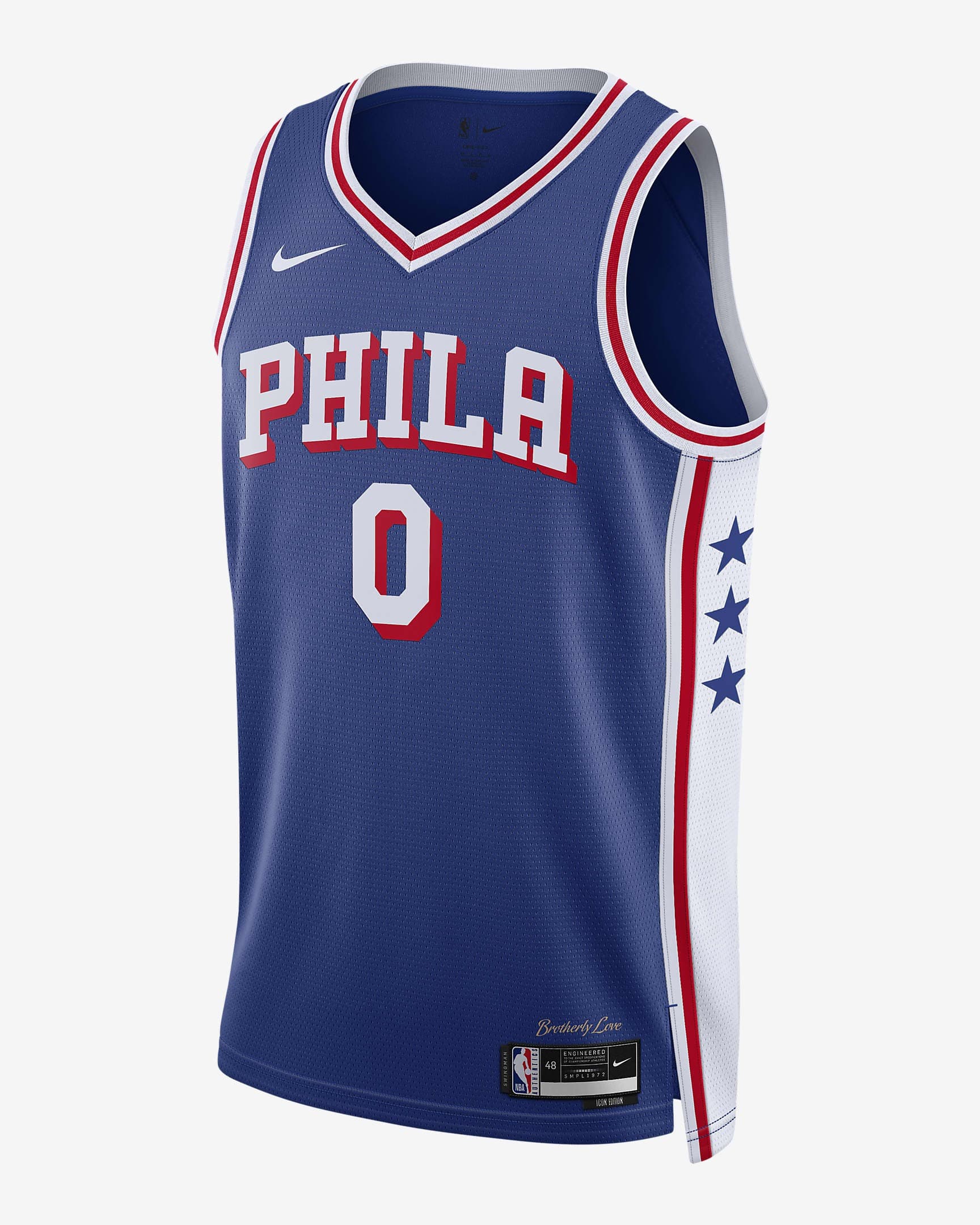 Баскетбольная джерси 2023-24 Philadelphia 76ers Tyrese Maxey #0 Swingman Icon Edition Blue Jersey