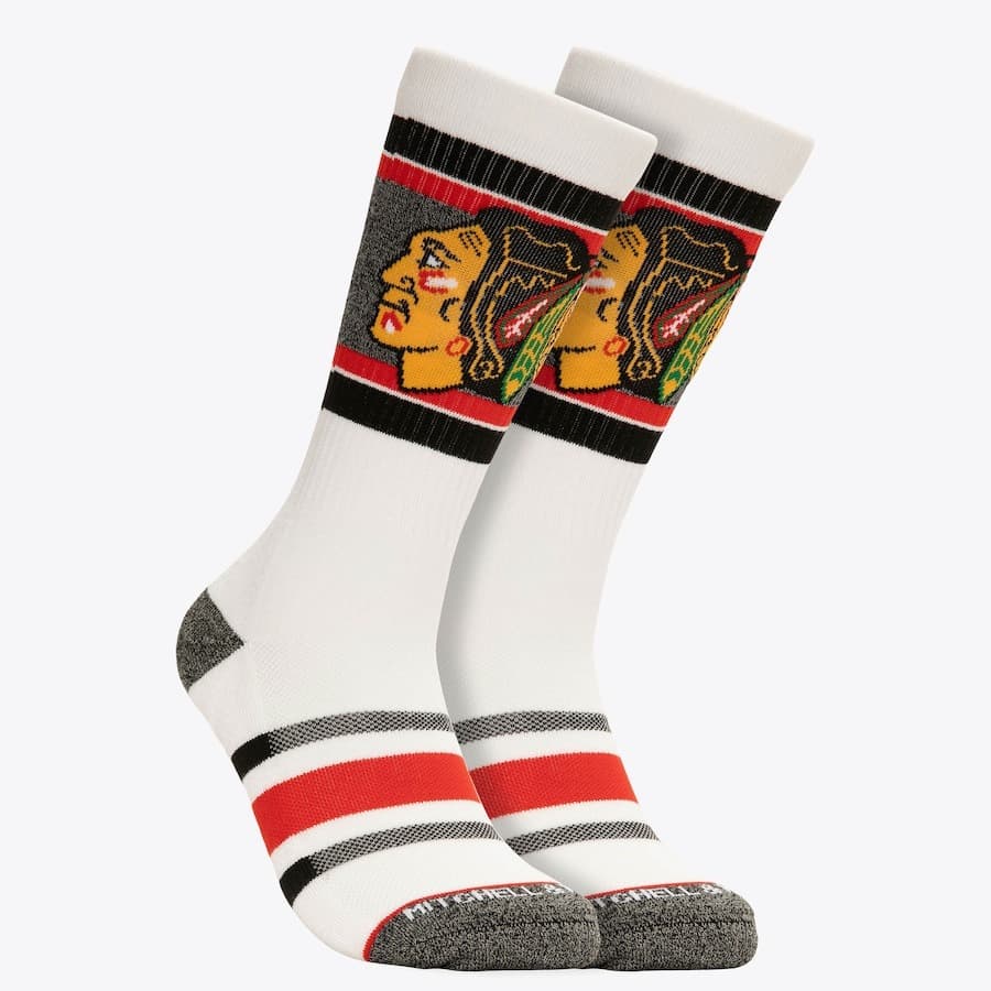 Спортивные носки Mitchell & Ness White Chicago Blackhawks Power Play Crew Socks
