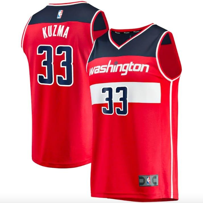 Баскетбольная джерси 2022-23 Washington Wizards #33 Kyle Kuzma Fast Break Icon Red Jersey
