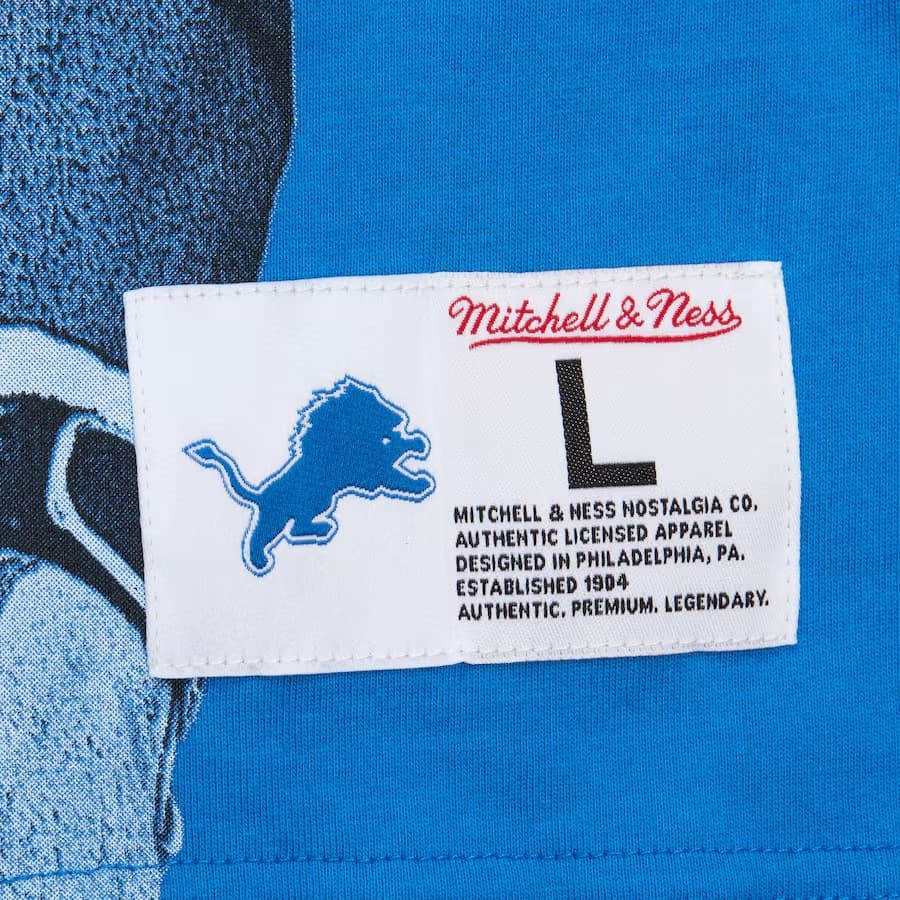 Футболка Mitchell & Ness Barry Sanders Blue Detroit Lions Ultimate Player T-Shirt