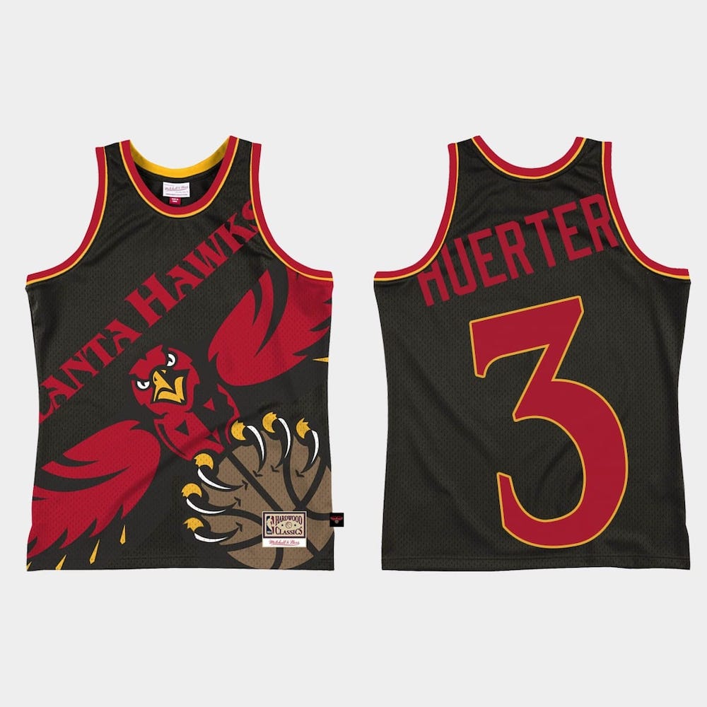 Баскетбольная джерси Atlanta Hawks #3 Kevin Huerter Big Face 2.0 Black Jersey