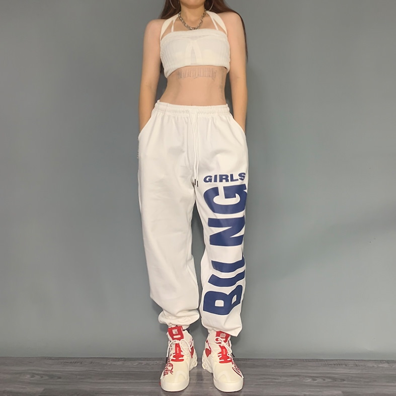 Спортивные брюки 2021 Bling Hip-hop Style Sweatpants White/Black