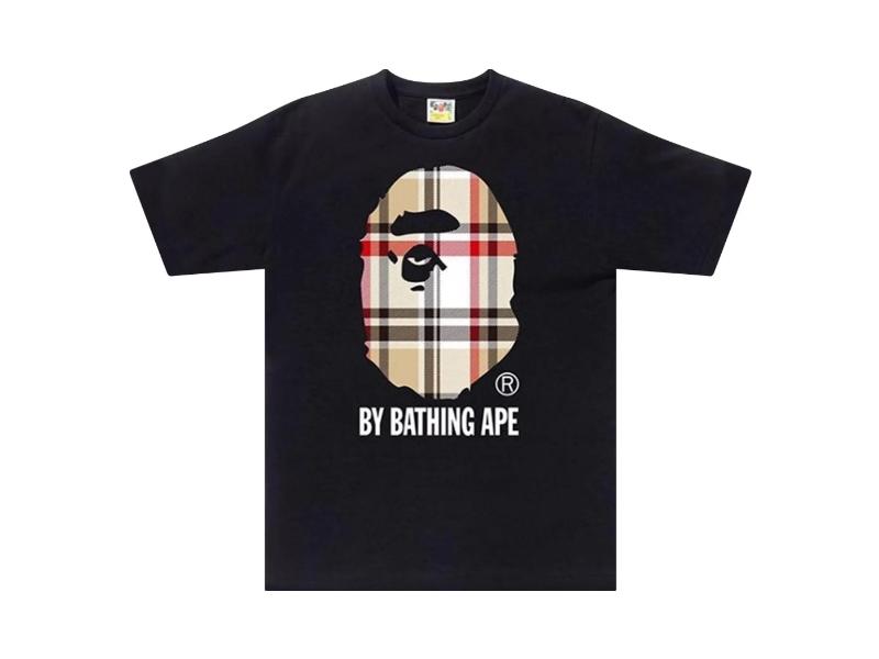 Футболка BAPE A Bathing Ape Check by Bathing Tee Black/Beige