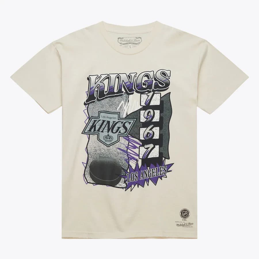 Mitchell-Ness-Natural-Los-Angeles-Kings-Vintage-Hockey-Overspray-T-Shirt