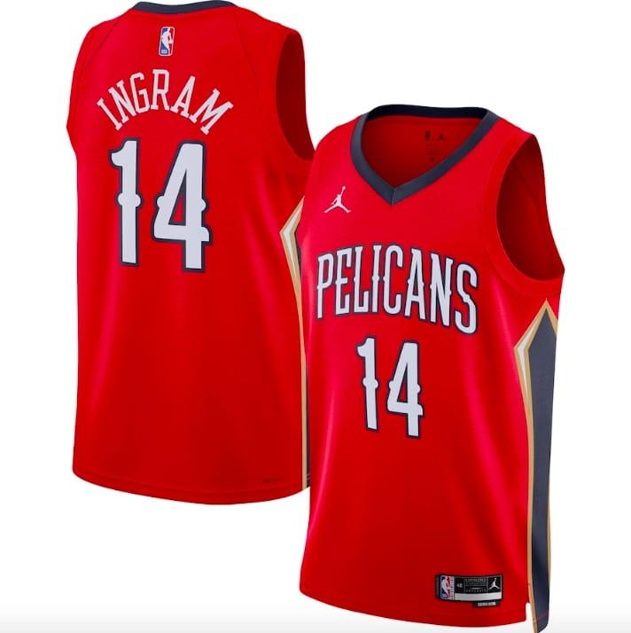 Баскетбольная джерси 2022-23 New Orleans Pelicans #14 Brandon Ingram Swingman Statement Red Jersey