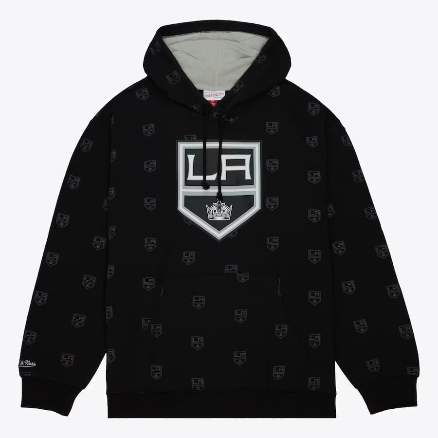 Худи Mitchell & Ness Black Los Angeles Kings Allover Print Fleece Pullover Hoodie