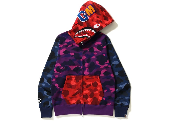 Худи BAPE Color Camo Crazy Shark Full Zip Hoodie Multi