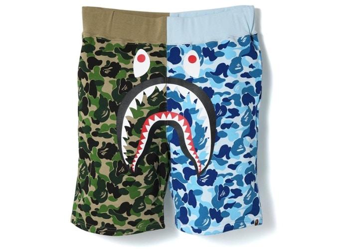 Спортивные шорты BAPE ABC Split Shark Shorts Green Blue
