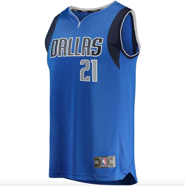 Баскетбольная джерси 2021-22 Dallas Mavericks #21 Frank Ntilikina Fast Break Icon Blue Jersey