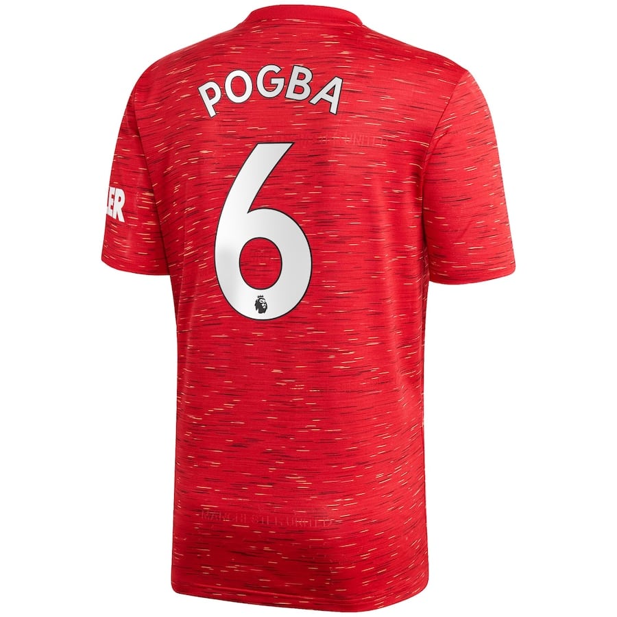 Футболка adidas Manchester United Home Shirt 2020-21 with Pogba 6 printing Jersey Red