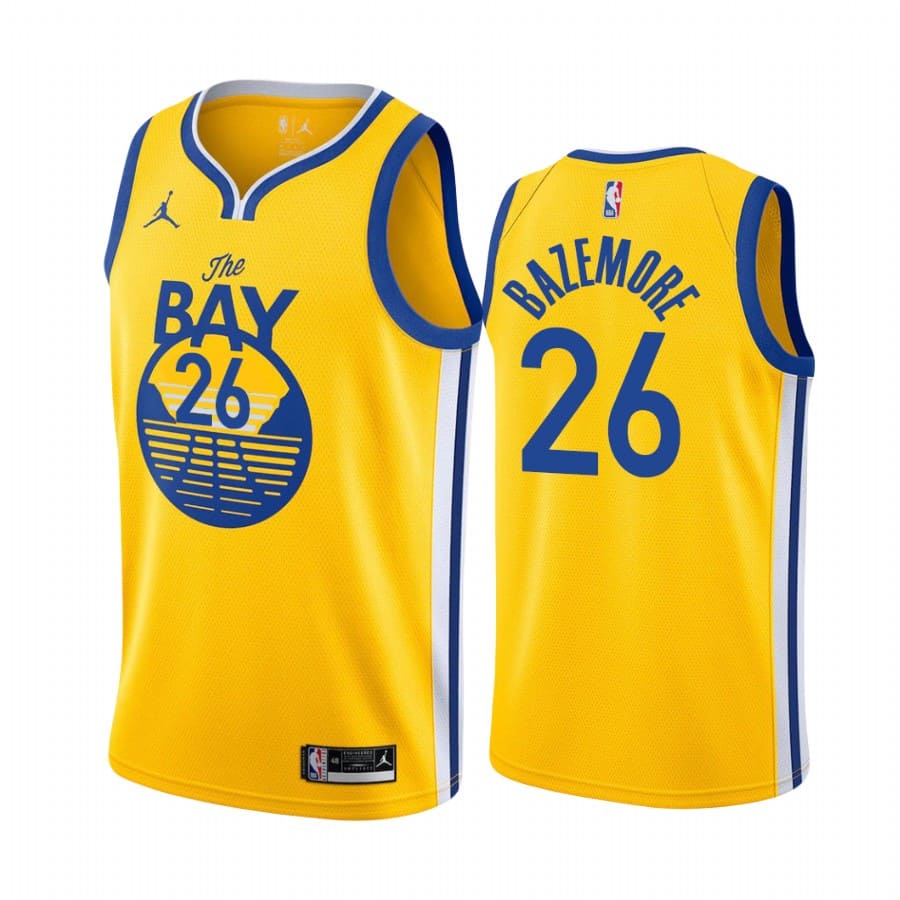 Баскетбольная джерси 2020-21 Warriors #26 Kent Bazemore Statement Gold Swingman Jersey