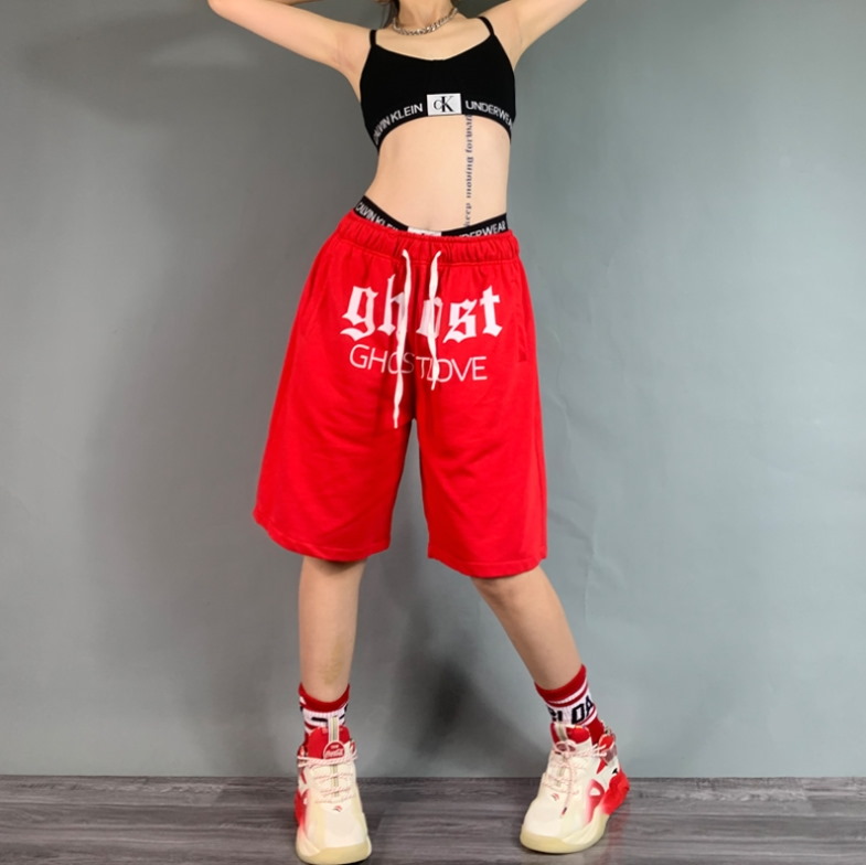 Спортивные шорты 2021 Ghost Love Hip-hop Shorts Red/Grey