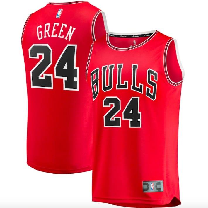 Баскетбольная джерси 2021-22 Chicago Bulls #24 Javonte Green Fast Break Icon Red Jersey
